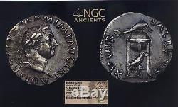 Vitellius 69ad Ngc Certifié Ch. Xf Authentique Pièce De Monnaie Antique En Argent - Corbeau