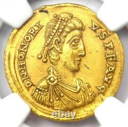 Western Roman Honorius Av Solidus Gold Coin 393-423 Ad Certifié Ngc Choice Au