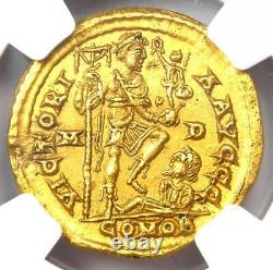 Western Roman Honorius Av Solidus Gold Coin 393-423 Ad Certifié Ngc Choice Au