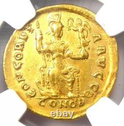 Western Roman Honorius Av Solidus Gold Coin 393-423 Ad Certifié Ngc Xf (ef)