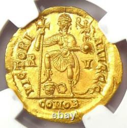 Western Roman Valentinian III Av Solidus Gold Coin 425-455 Ad Ngc Ms (unc)